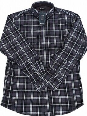 Haggar Men’s Brushed Cotton Plaid Button-Down Shirt